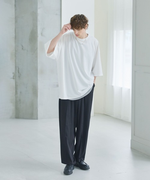 CTHY（シティ）の「梨地ロング丈ベーシックカットソー（Tシャツ/カットソー・メンズ・ホワイト/ブラック/ネイビー/グレー・S/M/L/XL）」の12枚目の写真