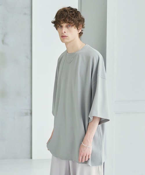 CTHY（シティ）の「梨地ロング丈ベーシックカットソー（Tシャツ/カットソー・メンズ・ホワイト/ブラック/ネイビー/グレー・S/M/L/XL）」の19枚目の写真