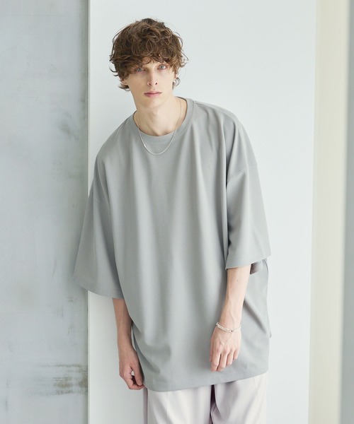 CTHY（シティ）の「梨地ロング丈ベーシックカットソー（Tシャツ/カットソー・メンズ・ホワイト/ブラック/ネイビー/グレー・S/M/L/XL）」の14枚目の写真