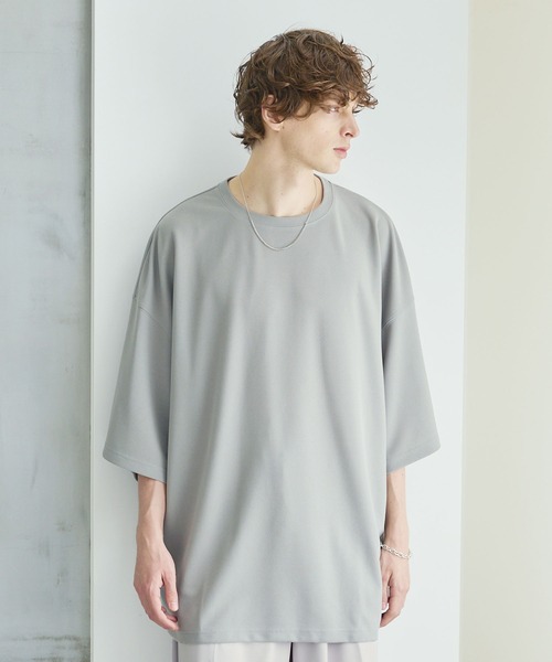 CTHY（シティ）の「梨地ロング丈ベーシックカットソー（Tシャツ/カットソー・メンズ・ホワイト/ブラック/ネイビー/グレー・S/M/L/XL）」の8枚目の写真