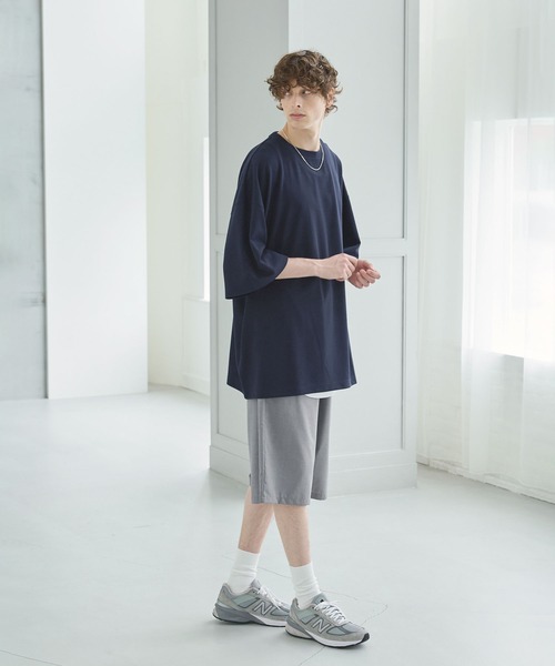 CTHY（シティ）の「梨地ロング丈ベーシックカットソー（Tシャツ/カットソー・メンズ・ホワイト/ブラック/ネイビー/グレー・S/M/L/XL）」の21枚目の写真