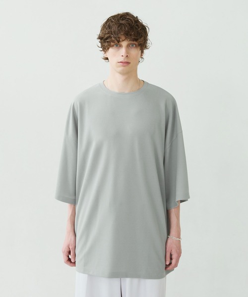 CTHY（シティ）の「梨地ロング丈ベーシックカットソー（Tシャツ/カットソー・メンズ・ホワイト/ブラック/ネイビー/グレー・S/M/L/XL）」の16枚目の写真