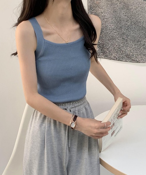 TONE SELECT GOODS（トーンセレクトグッズ）の「urbanfemine./ニットキャミソール U7088（キャミソール・レディース・ブルー/ホワイト/ブラック/グレー/アイボリー/オレンジ・FREE）」の9枚目の写真