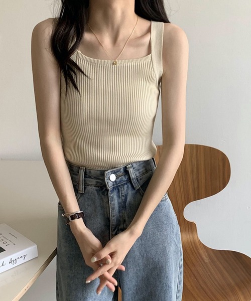 TONE SELECT GOODS（トーンセレクトグッズ）の「urbanfemine./ニットキャミソール U7088（キャミソール・レディース・ブルー/ホワイト/ブラック/グレー/アイボリー/オレンジ・FREE）」の11枚目の写真