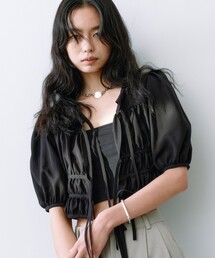 ribbon gather blouse