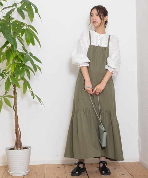 POU DOU DOU（プードゥドゥ）の「ラウンドヘムキャミソールワンピース（ワンピース・レディース・カーキ/ブルー/ダークグレー・3）」の12枚目の写真