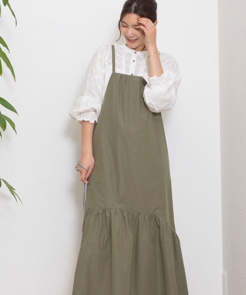 POU DOU DOU（プードゥドゥ）の「ラウンドヘムキャミソールワンピース（ワンピース・レディース・カーキ/ブルー/ダークグレー・3）」の15枚目の写真