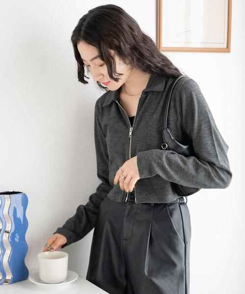 WEGO（ウィゴー）の「WEGO/ダブルジップ衿付きトップス（スウェット