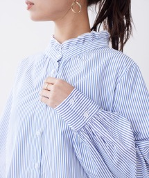 袖ボリュームネックフリルシャツ