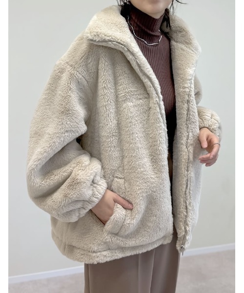 ハイネックフェイクファーミドルコート（ブルゾン）｜Re:EDIT