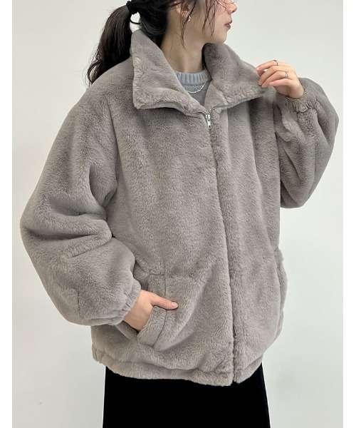 最終値下げ 未使用 Re:EDIT フェイクファーコート M グレー フェイク