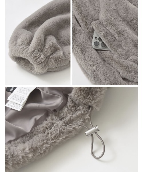 Re:EDIT（リエディ）の「ハイネックフェイクファーミドルコート（ブルゾン・レディース・ブラック/ベージュ/アイボリー/モカ・LARGE/MEDIUM）」の7枚目の写真