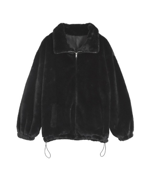 Re:EDIT（リエディ）の「ハイネックフェイクファーミドルコート（ブルゾン・レディース・ブラック/ベージュ/アイボリー/モカ・LARGE/MEDIUM）」の8枚目の写真