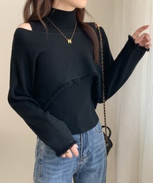 ABITOKYO | タートルネックリブニットキャミ&ショート丈フリンジオフショルニット2点セット(ニット/セーター)