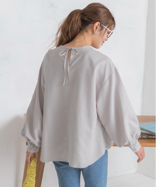 ad thie（アドティエ）の「ピーチ起毛 ギャザー ブラウス（シャツ/ブラウス・レディース・モカ/ネイビー/アイボリー/カーキ/ナチュラル・FREE）」の14枚目の写真