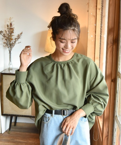 ad thie（アドティエ）の「ピーチ起毛 ギャザー ブラウス（シャツ/ブラウス・レディース・モカ/ネイビー/アイボリー/カーキ/ナチュラル・FREE）」の16枚目の写真
