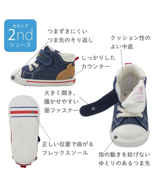 HOT BISCUITS(ホットビスケッツ)の「かかと顔ドン セカンドベビーシューズ(スニーカー・キッズ・ネイビー・16cm/14.5cm/15.5cm/15cm/14cm)」の5枚目の写真