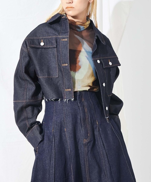 Settimissimo（セッティミッシモ）の「カットオフショートデニムジャケット（デニムジャケット・レディース・ブラック/インディゴブルー・FREE）」の2枚目の写真