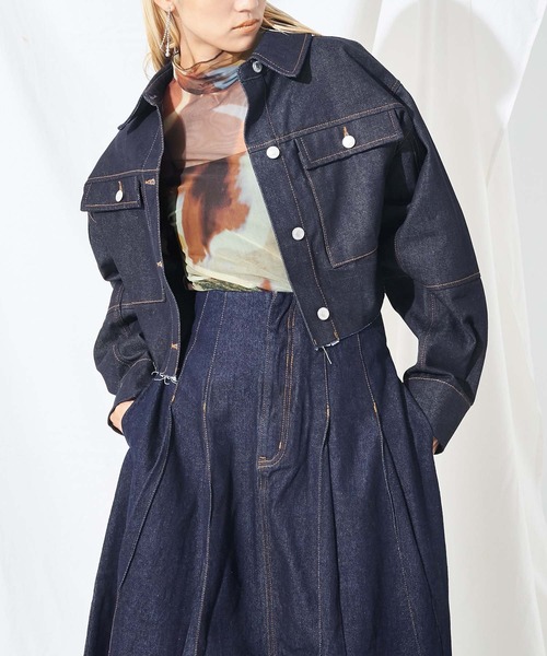 Settimissimo（セッティミッシモ）の「カットオフショートデニムジャケット（デニムジャケット・レディース・ブラック/インディゴブルー・FREE）」の9枚目の写真
