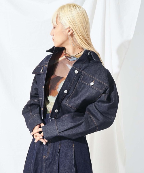 Settimissimo（セッティミッシモ）の「カットオフショートデニムジャケット（デニムジャケット・レディース・ブラック/インディゴブルー・FREE）」の10枚目の写真