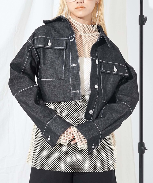 Settimissimo（セッティミッシモ）の「カットオフショートデニムジャケット（デニムジャケット・レディース・ブラック/インディゴブルー・FREE）」の5枚目の写真