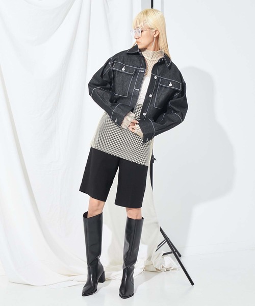 Settimissimo（セッティミッシモ）の「カットオフショートデニムジャケット（デニムジャケット・レディース・ブラック/インディゴブルー・FREE）」の8枚目の写真