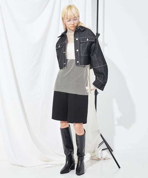 Settimissimo（セッティミッシモ）の「カットオフショートデニムジャケット（デニムジャケット・レディース・ブラック/インディゴブルー・FREE）」の7枚目の写真