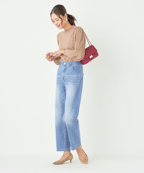 SHIPS for women / シップスウィメン SHIPS Colors:〈手洗い可能〉プリーツ コンビ 5分袖 ニット◇ SHIPS Colors:〈手洗い可能〉プリーツ コンビ 5分袖 ニット