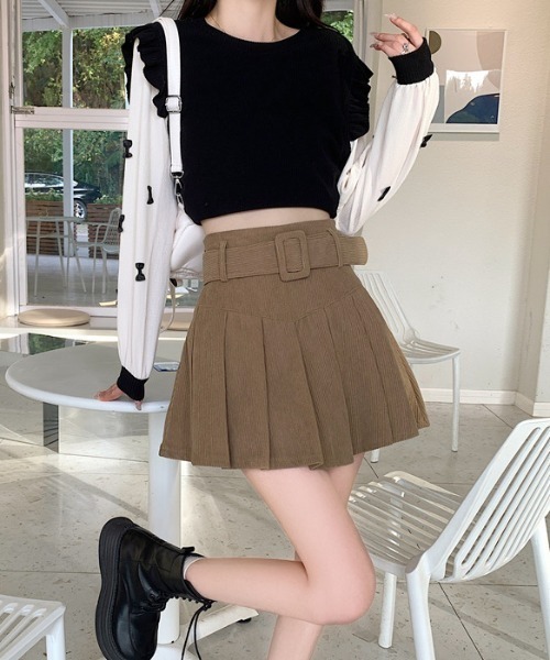 Sibra（シブラ）の「ワイドベルトミニスカート（スカート・レディース・ブラック/モカ/ホワイト/ブラウン・M/L/S）」の13枚目の写真