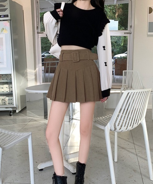 Sibra（シブラ）の「ワイドベルトミニスカート（スカート・レディース・ブラック/モカ/ホワイト/ブラウン・M/L/S）」の16枚目の写真