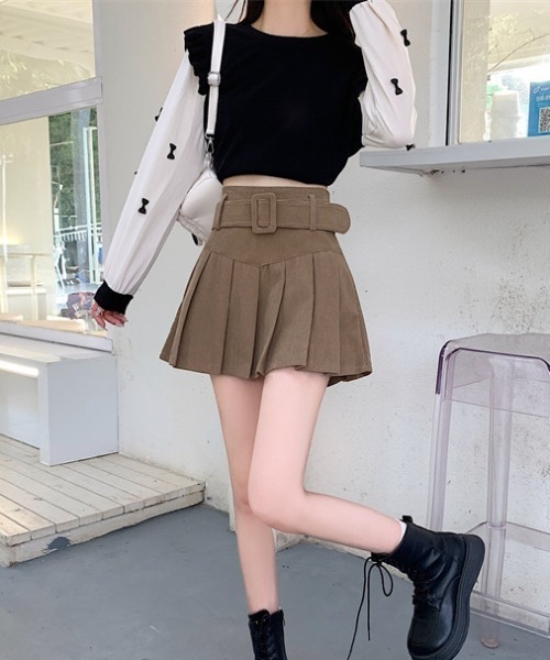 Sibra（シブラ）の「ワイドベルトミニスカート（スカート・レディース・ブラック/モカ/ホワイト/ブラウン・M/L/S）」の17枚目の写真