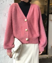 フェザーヤーンVネックカーディガン