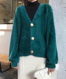 フェザーヤーンVネックカーディガン