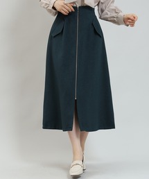 フロントジップフラップフレアスカート