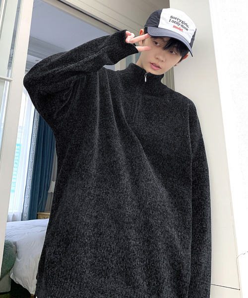 neos（ネオス）の「【neos -addictive design-】ルーズシルエット モール ニット ハーフジップ アノラック プルオーバー（ニット/セーター・メンズ・ブルー/ホワイト/ブラック/グリーン/ワインレッド・X-LARGE/LARGE/MEDIUM）」の3枚目の写真