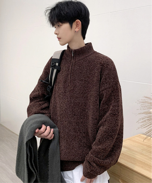 neos（ネオス）の「【neos -addictive design-】ルーズシルエット モール ニット ハーフジップ アノラック プルオーバー（ニット/セーター・メンズ・ブルー/ホワイト/ブラック/グリーン/ワインレッド・X-LARGE/LARGE/MEDIUM）」の5枚目の写真