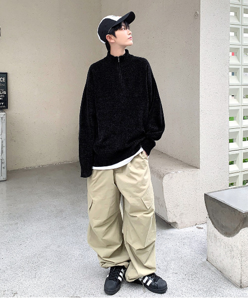 neos（ネオス）の「【neos -addictive design-】ルーズシルエット モール ニット ハーフジップ アノラック プルオーバー（ニット/セーター・メンズ・ブルー/ホワイト/ブラック/グリーン/ワインレッド・X-LARGE/LARGE/MEDIUM）」の7枚目の写真