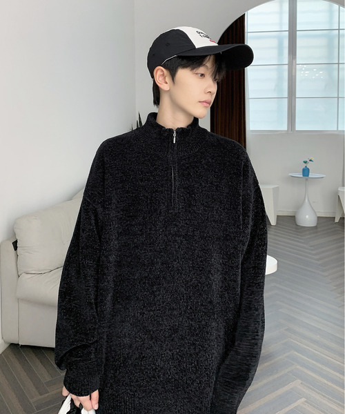 neos（ネオス）の「【neos -addictive design-】ルーズシルエット モール ニット ハーフジップ アノラック プルオーバー（ニット/セーター・メンズ・ブルー/ホワイト/ブラック/グリーン/ワインレッド・X-LARGE/LARGE/MEDIUM）」の10枚目の写真