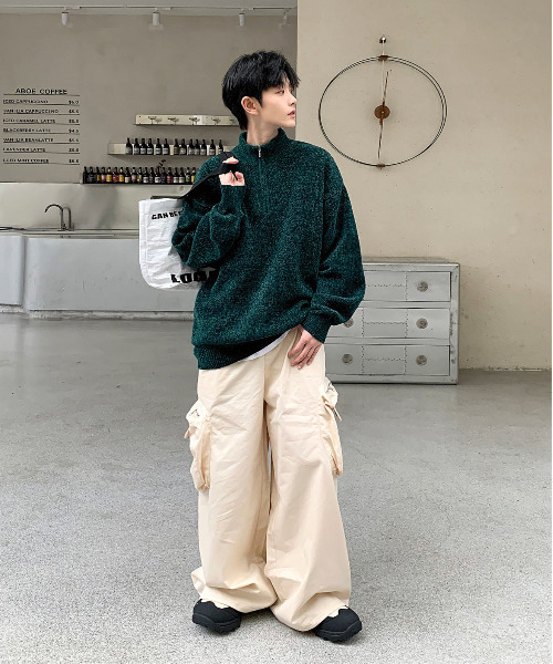 neos（ネオス）の「【neos -addictive design-】ルーズシルエット モール ニット ハーフジップ アノラック プルオーバー（ニット/セーター・メンズ・ブルー/ホワイト/ブラック/グリーン/ワインレッド・X-LARGE/LARGE/MEDIUM）」の13枚目の写真