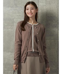 Perfect Suit FActory | マルチビジュー釦　ニットカーディガン　ブラウン/サックス(ニット/セーター)