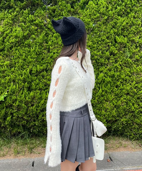 non-hedge(ノンヘッジ)の「猫耳ニット帽(ニットキャップ/ビーニー・レディース・ホワイト×ブラック/ブラック・FREE)」の15枚目の写真