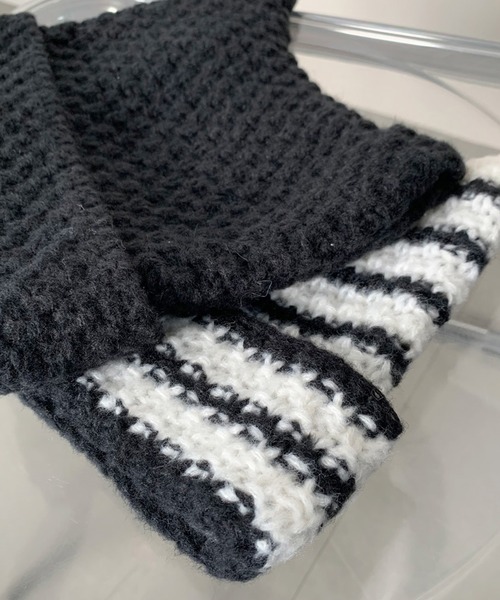 non-hedge(ノンヘッジ)の「猫耳ニット帽(ニットキャップ/ビーニー・レディース・ホワイト×ブラック/ブラック・FREE)」の6枚目の写真