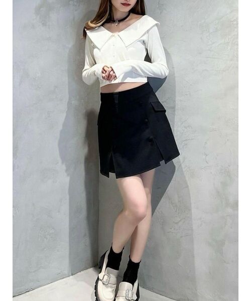 EATME（イートミー）の「クロスネックリブTOP（Tシャツ/カットソー・レディース・ブルー/アイボリー/ブラック・FREE）」の5枚目の写真