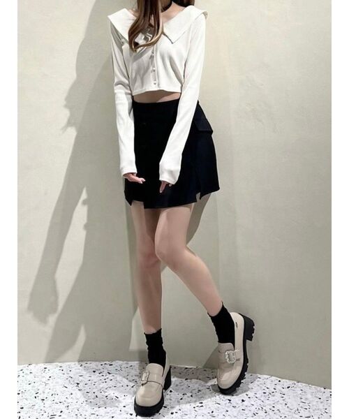 EATME（イートミー）の「クロスネックリブTOP（Tシャツ/カットソー・レディース・ブルー/アイボリー/ブラック・FREE）」の6枚目の写真