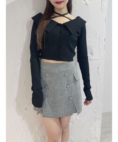 EATME（イートミー）の「クロスネックリブTOP（Tシャツ/カットソー・レディース・ブルー/アイボリー/ブラック・FREE）」の13枚目の写真