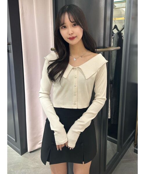 EATME（イートミー）の「クロスネックリブTOP（Tシャツ/カットソー・レディース・ブルー/アイボリー/ブラック・FREE）」の18枚目の写真