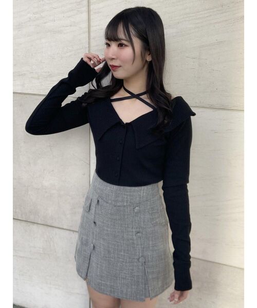 EATME（イートミー）の「クロスネックリブTOP（Tシャツ/カットソー・レディース・ブルー/アイボリー/ブラック・FREE）」の22枚目の写真