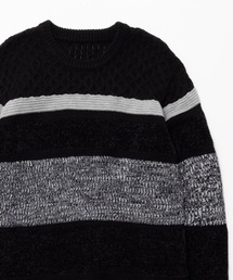 NAVY 切替ボーダーニット