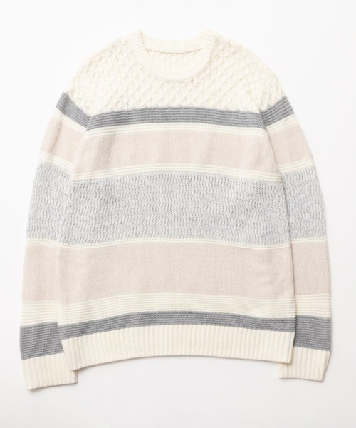 NAVY(ネイビー)の「NAVY 切替ボーダーニット(ニット/セーター・メンズ・アイボリー/ネイビー/ブラック・M/L/S/XL)」の5枚目の写真