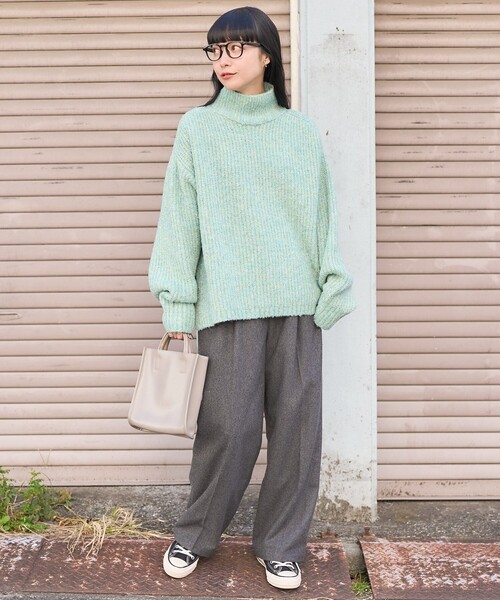 美品】BEARDSLEY✴︎ブークレータートルニットワンピース グリーン 23